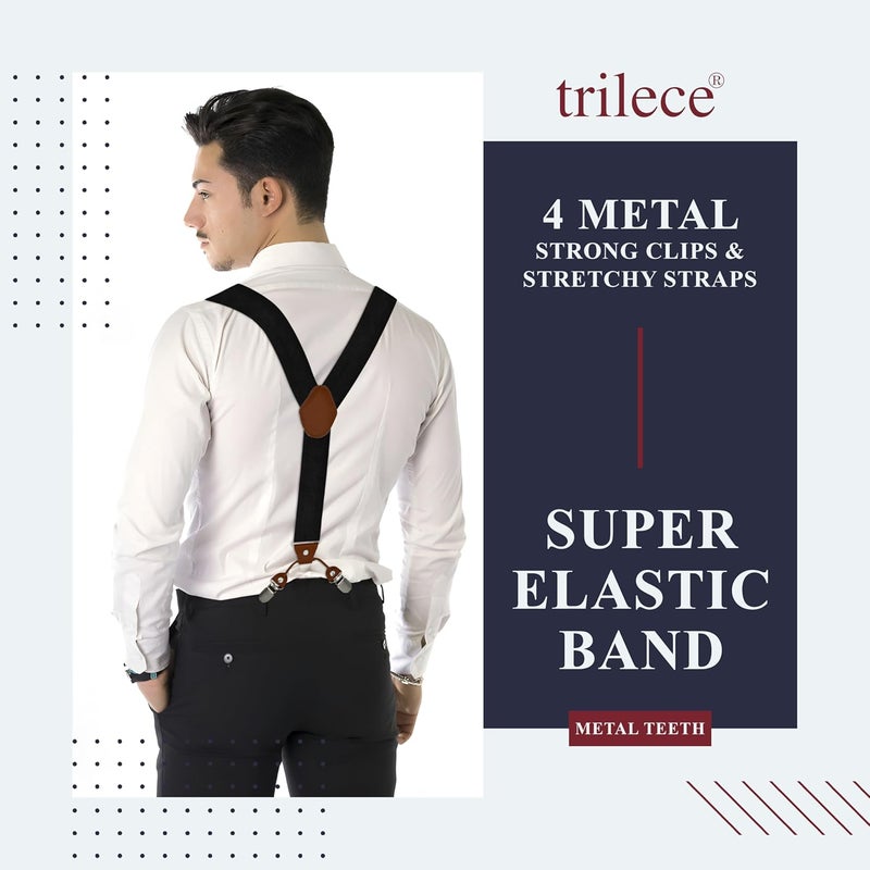 Trilece Mens Suspenders Solid Straight Clip Adjustable Y Back Costume Wedding Prom Tuxedo Dress Suspenders - Image 2